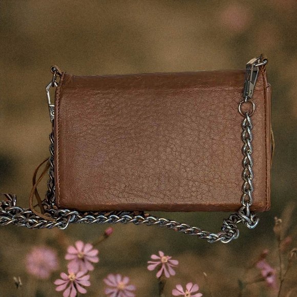 Rebecca Minkoff Brown Vegan Leather Fringe Mini Crossbody Purse Wallet - Picture 2 of 12